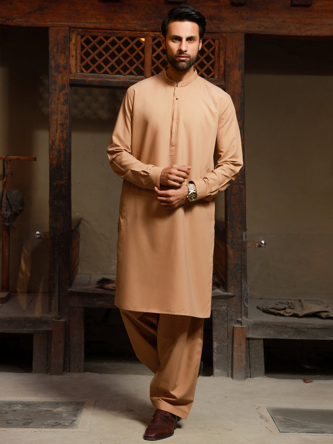 Beige Kameez Shalwar - AL-KS-2790