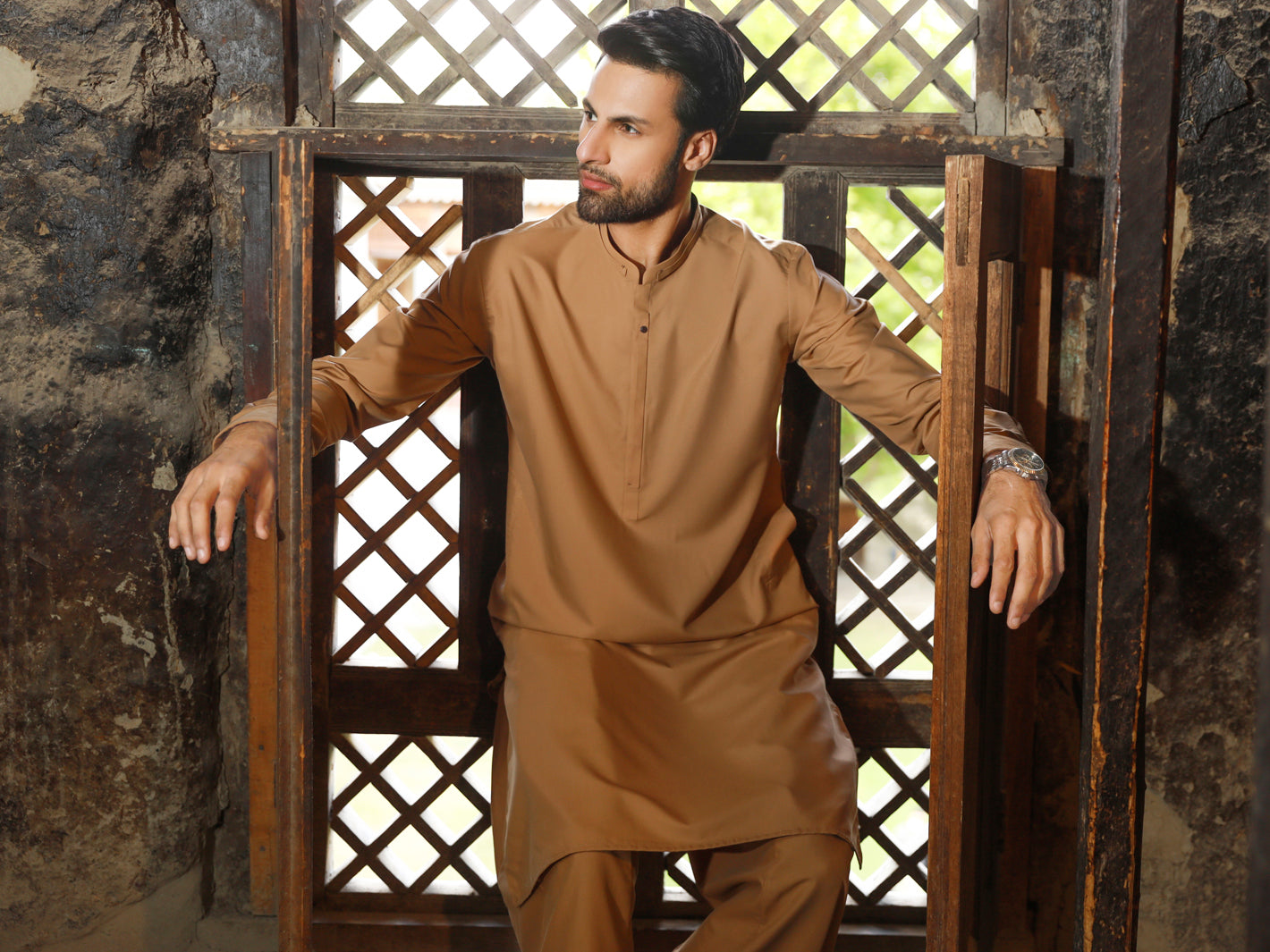 Beige Kameez Shalwar - AL-KS-2790