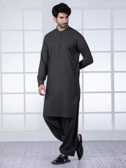 Dark Grey Blended Kameez Shalwar - AL-KS-2805