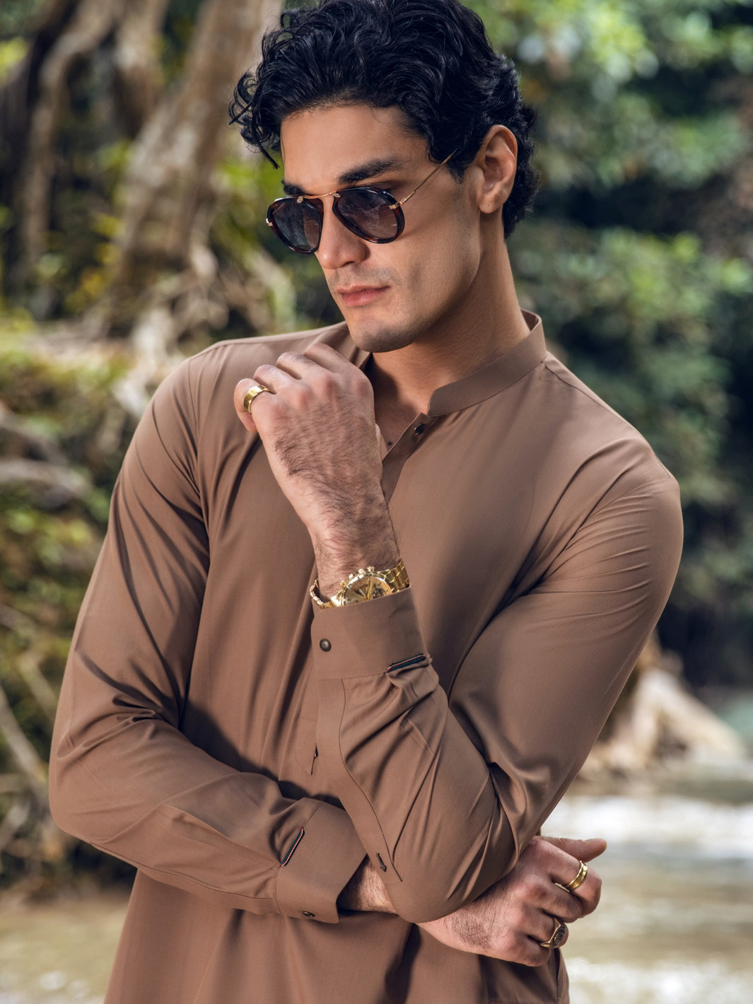 Brown Blended Kameez Shalwar - AL-KS-2814