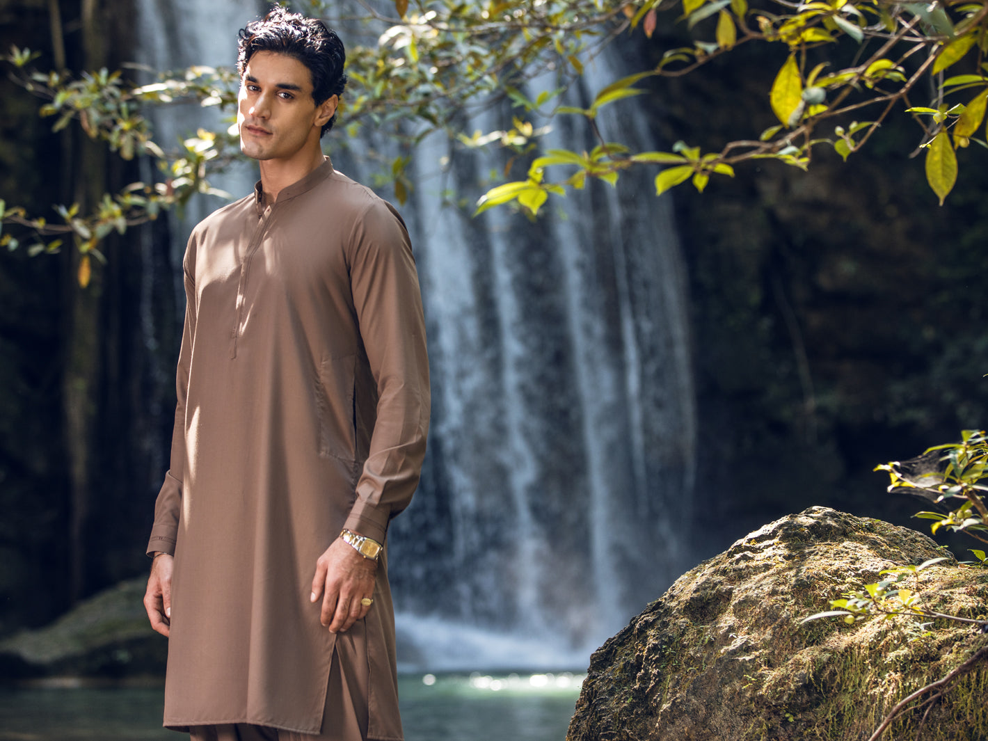 Brown Blended Kameez Shalwar - AL-KS-2820