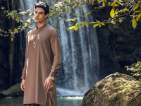 Brown Blended Kameez Shalwar - AL-KS-2820