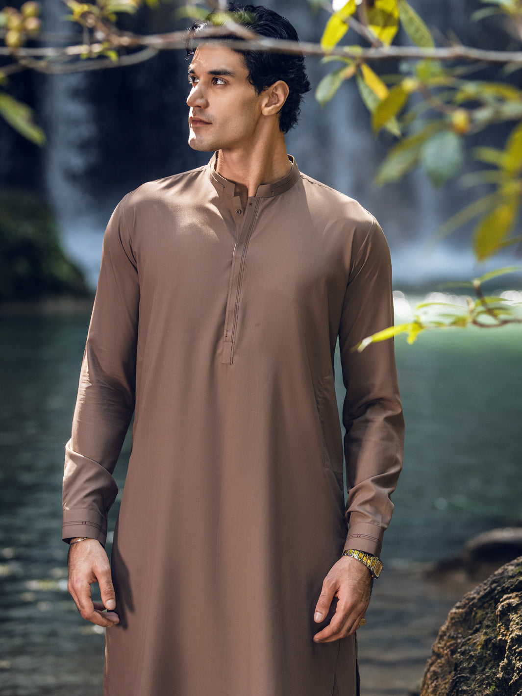 Brown Blended Kameez Shalwar - AL-KS-2820