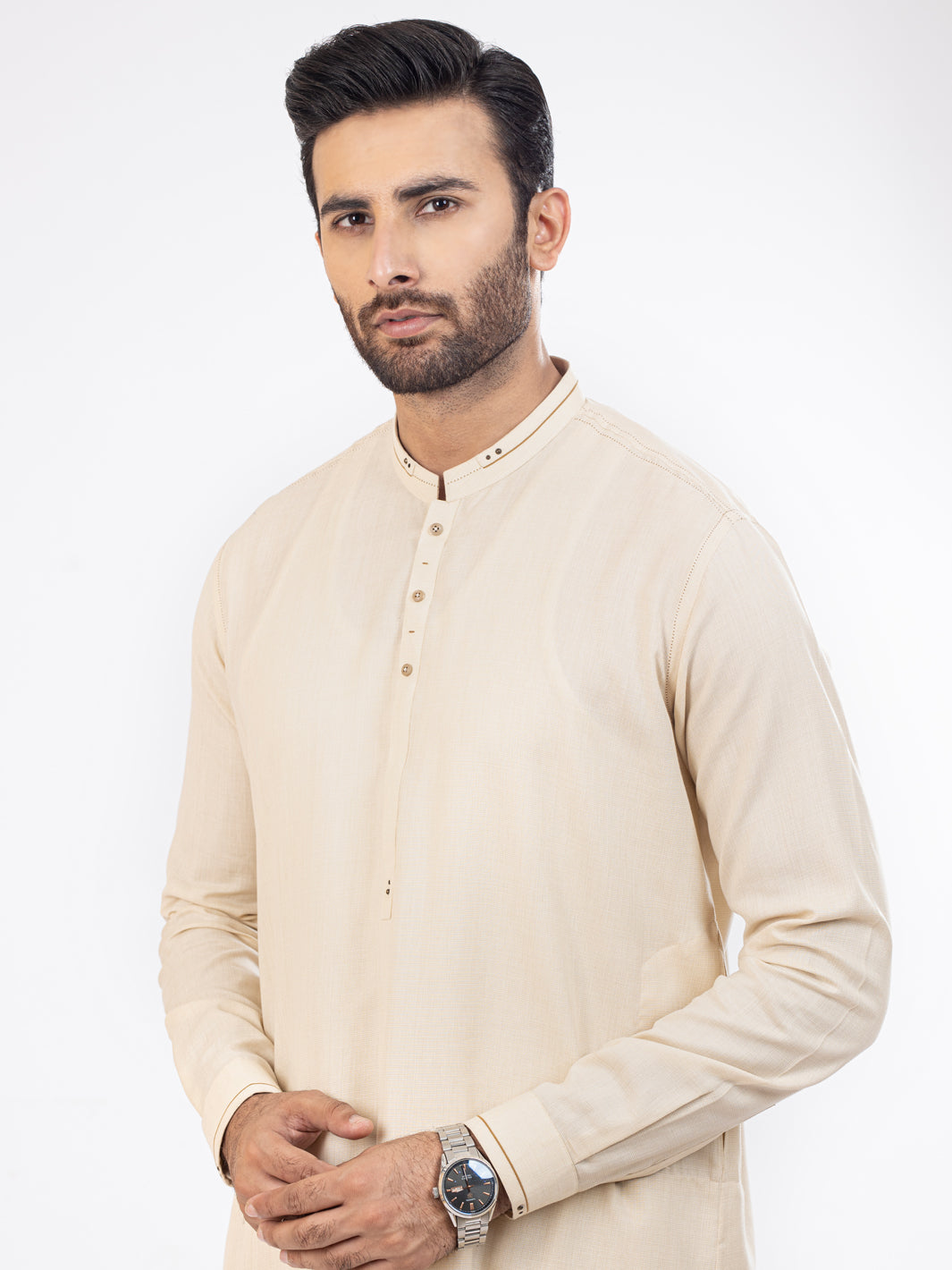 Cream Blended Kameez Shalwar - AL-KS-2823