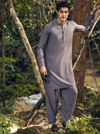 Grey Blended Kameez Shalwar - AL-KS-2826