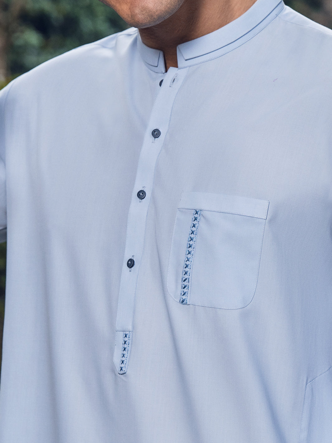 Light Blue Blended Kameez Shalwar - AL-KS-2834