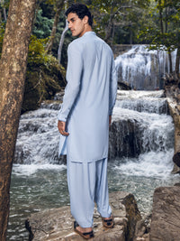 Light Blue Blended Kameez Shalwar - AL-KS-2834
