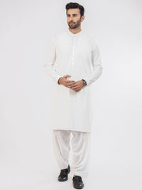 White Blended Kameez Shalwar - AL-KS-2839