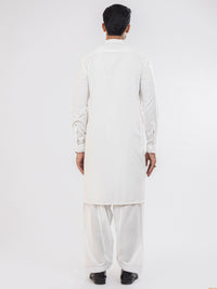 White Blended Kameez Shalwar - AL-KS-2839