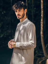White Blended Kameez Shalwar - AL-KS-2851