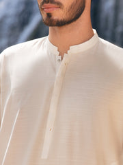 White Blended Kameez Shalwar - AL-KS-2851