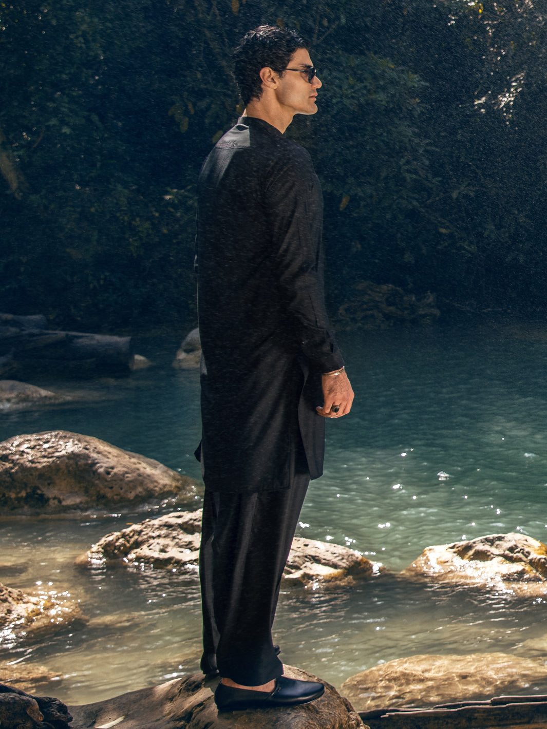 Black Blended Kameez Shalwar - AL-KS-2879