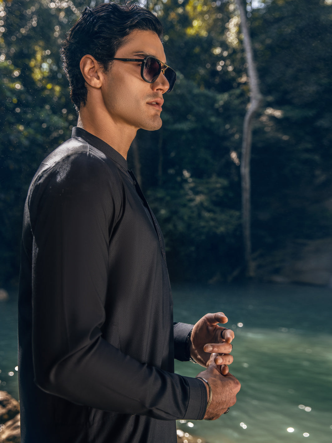 Black Blended Kameez Shalwar - AL-KS-2879