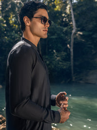 Black Blended Kameez Shalwar - AL-KS-2879