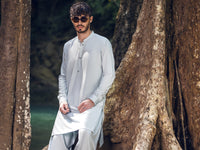 Light Blue Blended Kameez Shalwar - AL-KS-2887