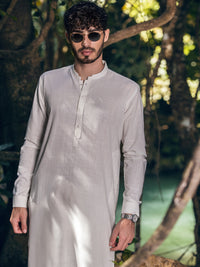 White Blended Kameez Shalwar - AL-KS-2894