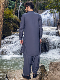 Grey Blended Kameez Shalwar - AL-KS-2896