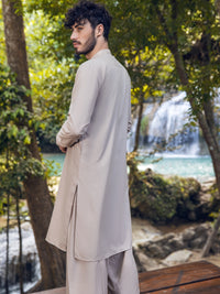 Beige Blended Kameez Shalwar - AL-KS-2897
