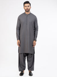 Dark Grey Blended Kameez Shalwar - AL-KS-2902