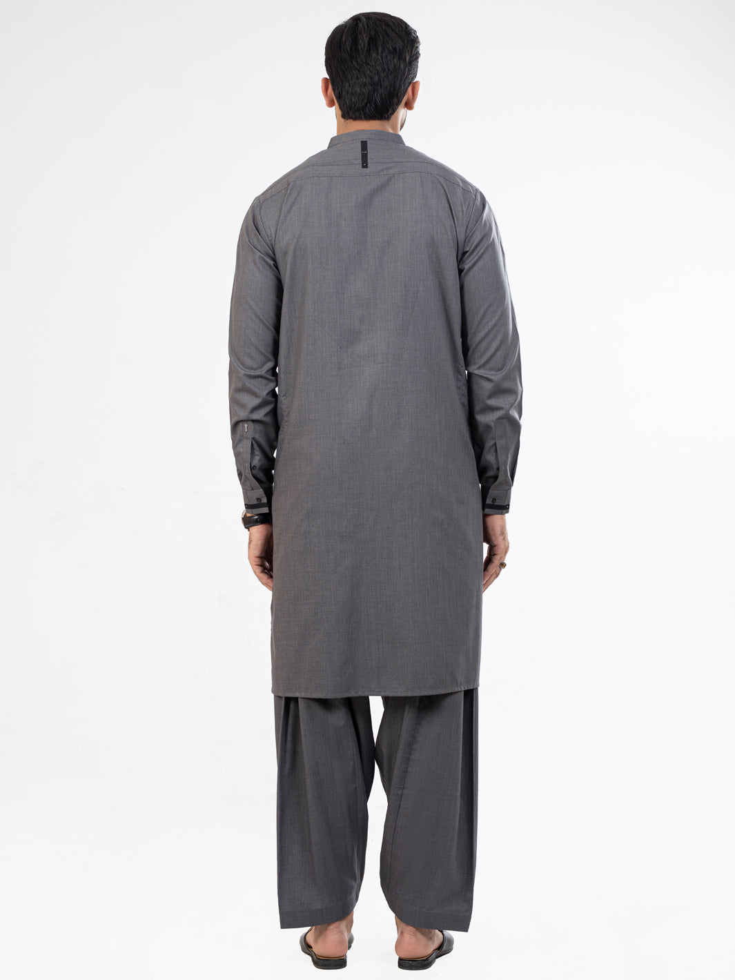 Dark Grey Blended Kameez Shalwar - AL-KS-2902