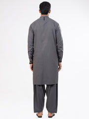 Dark Grey Blended Kameez Shalwar - AL-KS-2902