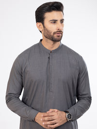 Dark Grey Blended Kameez Shalwar - AL-KS-2902