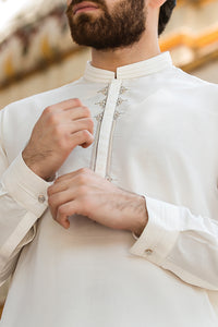 White Blended Kameez Shalwar - AL-KS-2410