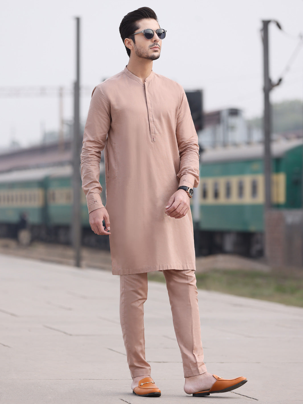 Beige Cotton Kurta Pajama - AL-KT-2554