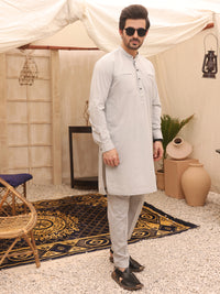 Light Grey Blended Kurta Trouser - AL-KT-2628