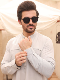 Light Grey Blended Kurta Trouser - AL-KT-2628