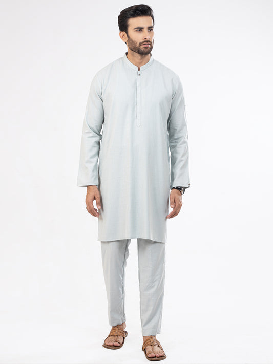 Light Blue Blended Kurta Trouser - AL-KT-2819
