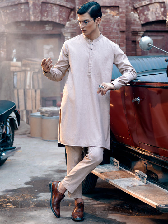 Peach Blended Kurta Trouser - AL-KT-2844