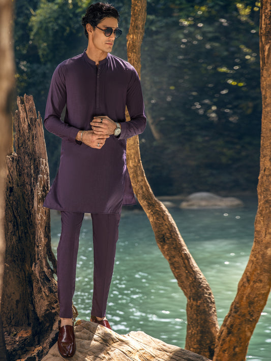 Purple Blended Kurta Trouser - AL-KT-2884