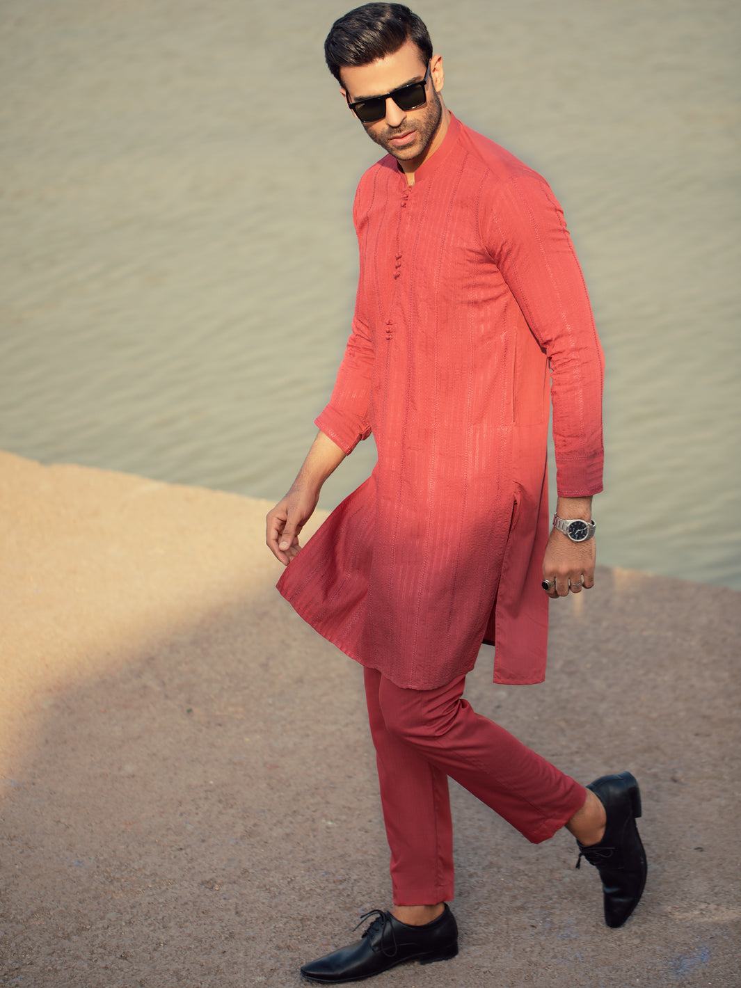 Red Blended Kurta Trouser - AL-KT-921