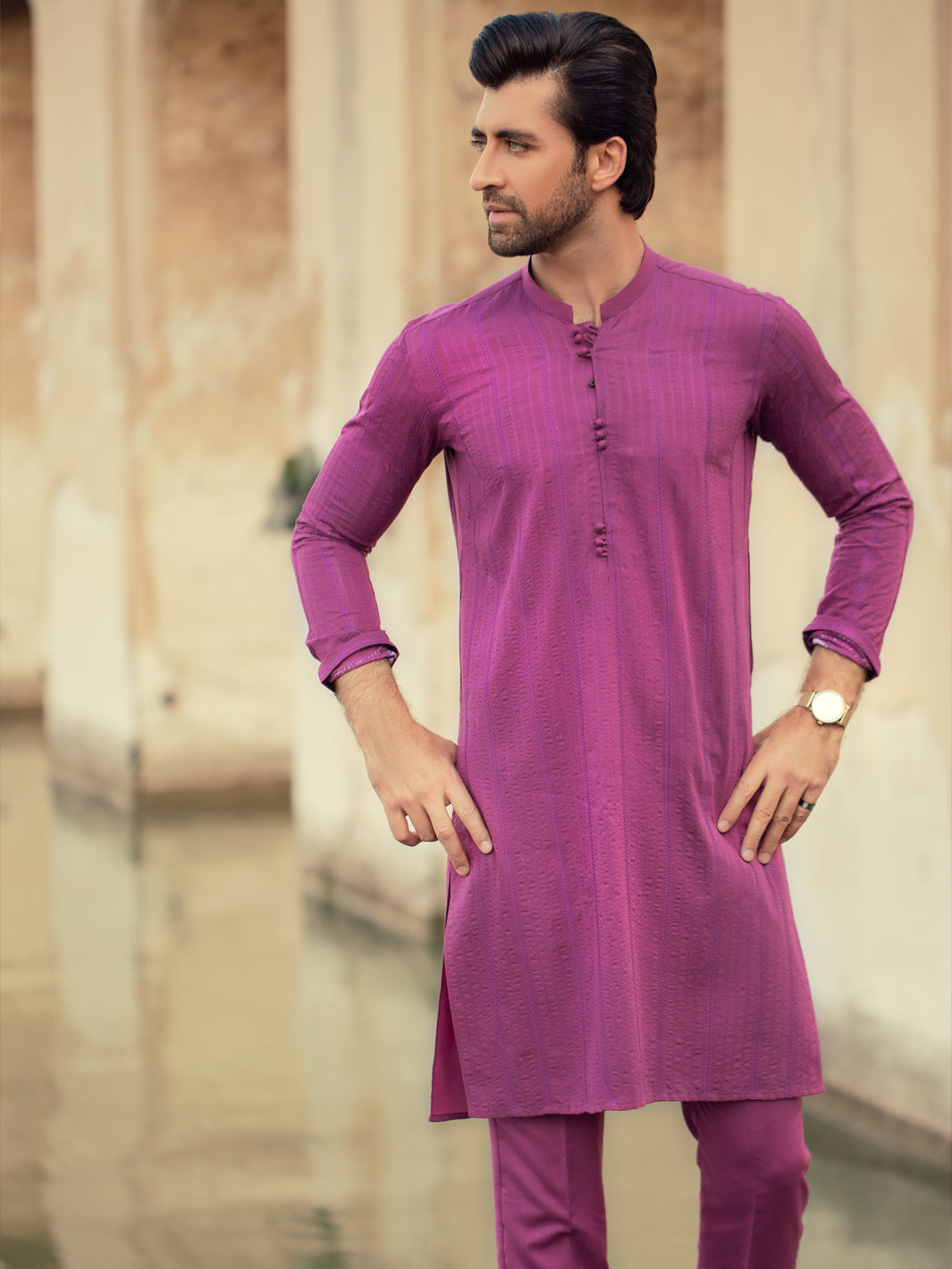 Purple Blended Kurta Trouser - AL-KT-922