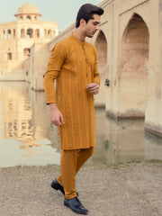 Yellow Blended Kurta Trouser - AL-KT-923