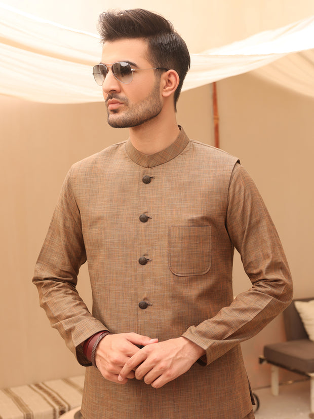 DEYANN Jacquard Silk Woven Design Nehru Jacket With Kurta, Trouser Set For  Men - Deyann