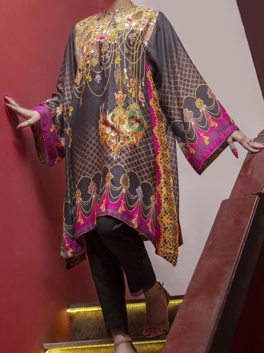 Black Viscose Net Tunic - LK-689