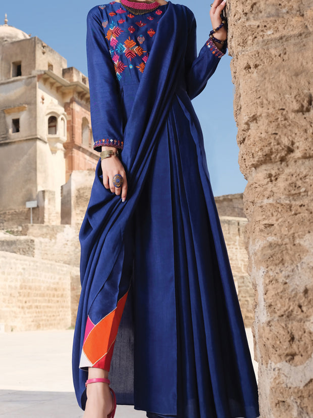 Blue Raw Silk Tunic - LK-706