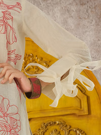 Off White Cotton/Dobby Net Tunic - AL-LK-722