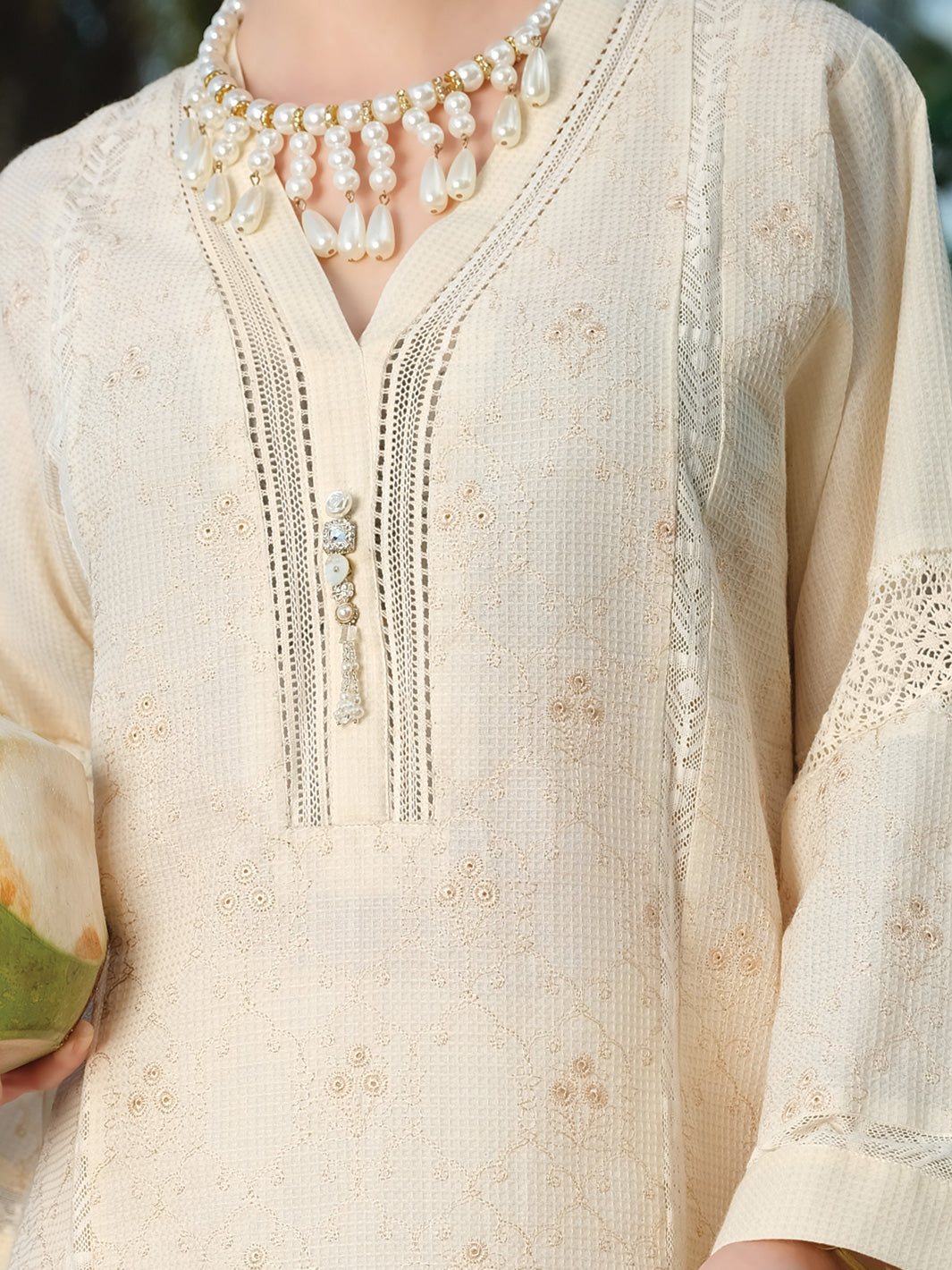 Off White Chicken Kari Tunic - AL-LK-727