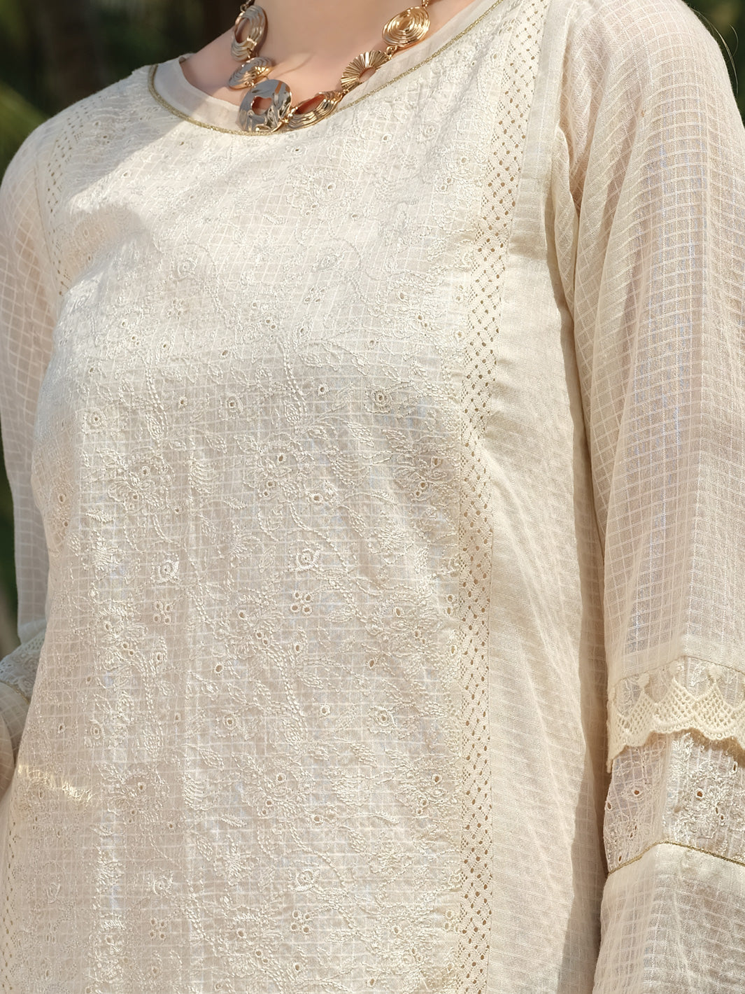 Off White Chicken Kari Tunic - AL-LK-728