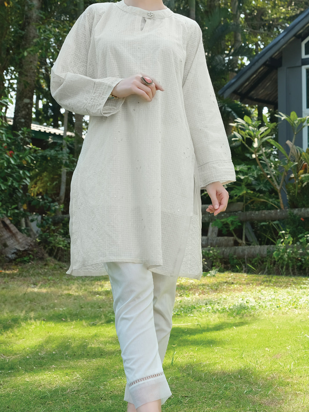 Off White Chicken Kari Tunic - AL-LK-729