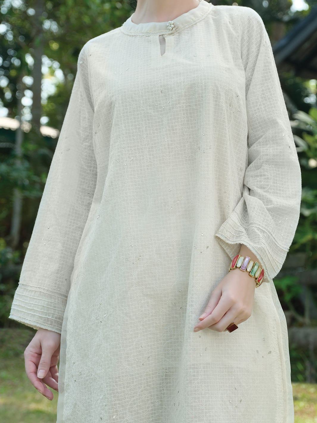 Off White Chicken Kari Tunic - AL-LK-729