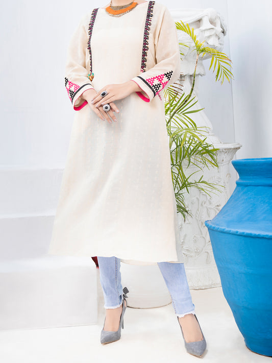 Off White Dobby Tunic - AL-LK-766