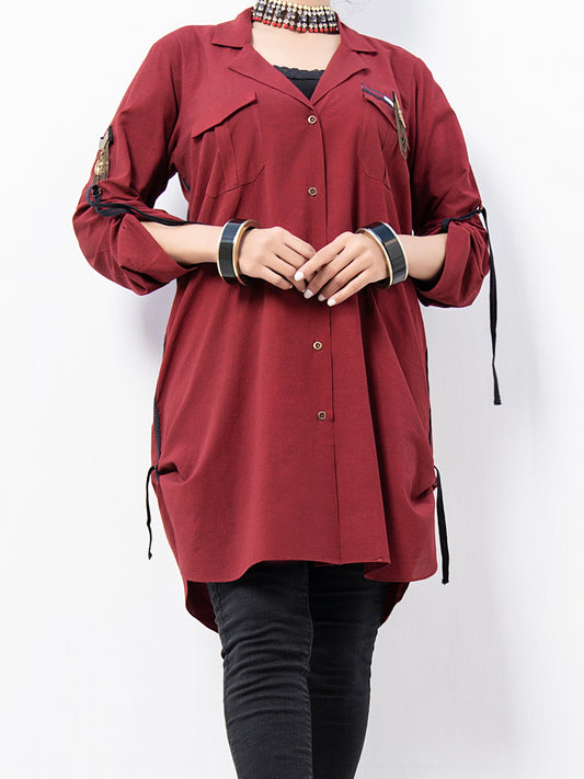 Maroon Karandi Tunic - AL-LK-768