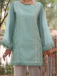 Sea Green Khaddi Net Tunic - AL-LK-780