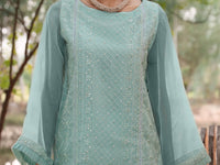 Sea Green Khaddi Net Tunic - AL-LK-780