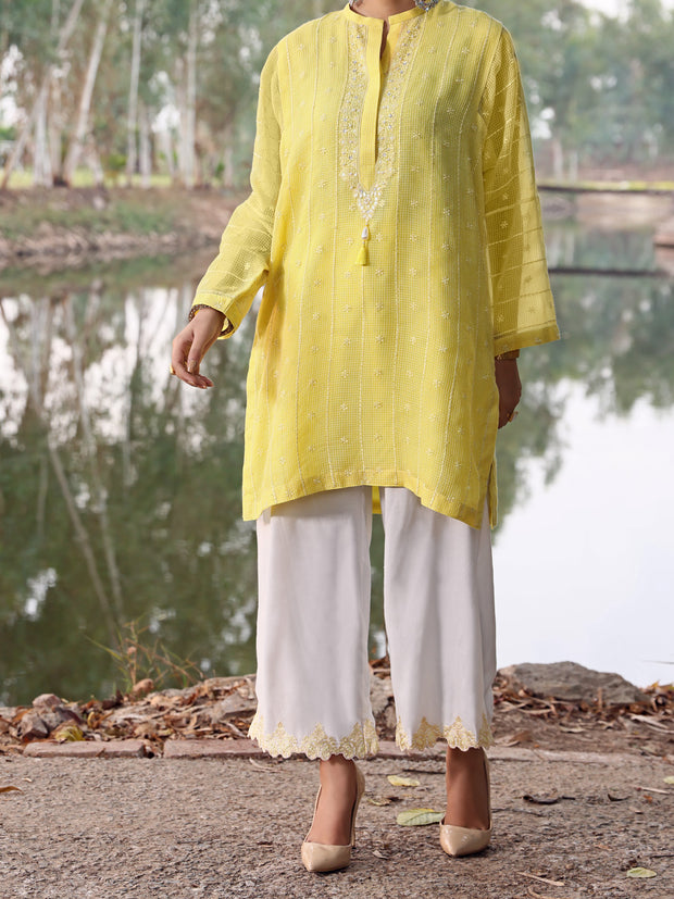 Lime Khaddi Net Tunic - AL-LK-782