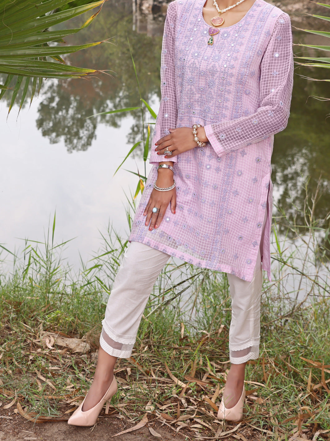 Purple Khaddi Net Tunic - AL-LK-783